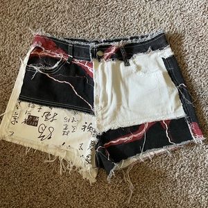 Multicolored patchwork denim shorts🧚🏼‍♀️